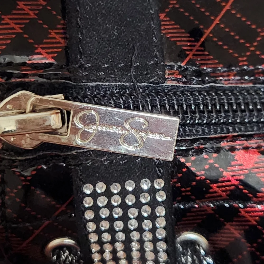 Jessica Simpson Lace Up Boots Zipper Plaid Bedazzle Size 12 Combat Boot
